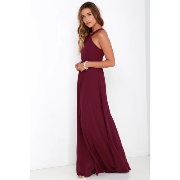 Lulus Air Of Romance Burgundy Maxi Dress S - Picture 7 of 12